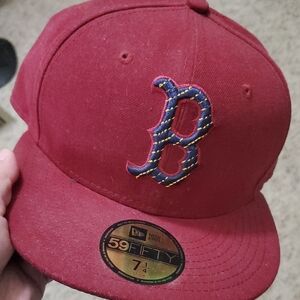 New Era Burgundy 59FIFTY Cap with Embroidered Boston B Logo (Boston Red Sox)